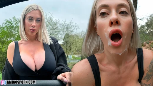 OnlyFans BunnyBlondyX - Big Tits Blonde Hitchhiker Wants Me To Cover Her Face With a Big Load of Cum